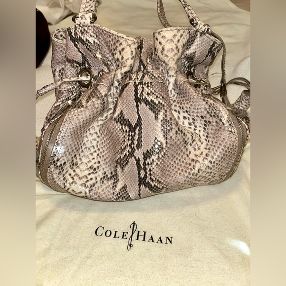 Cole Haan python-embossed, leather handbag with dust bag! Gently used - Picture 2 of 11